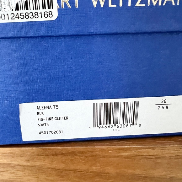 Stuart Weitzman Aleena 75 mid heel sandal black glitter 7.5 - Picture 2 of 10